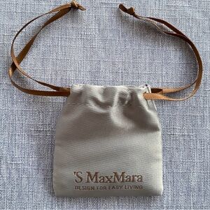 MaxMara | Cute Mini Silver Satin Accessory Pouch Brown Drawstring